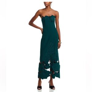 Leo Lin Rayna Appliqué Bustier Maxi Dress Green Size 8 NWT